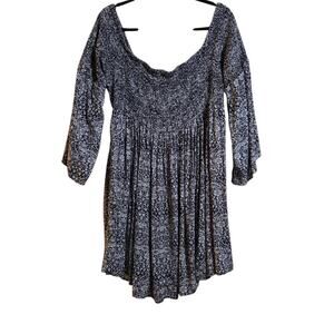 Torrid Top Women 3 Sz 3X Black White Floral Babydoll Whimsigoth Romantic Ruched